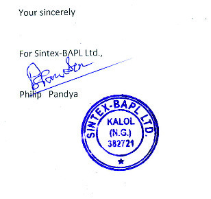 Sintex certificate